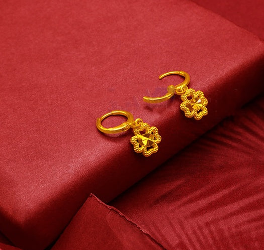 Heveras Designer Gold-Plated Earrings Female Tassel Flower Asymmetric Earrings Sand Gold-Plated Earrings Leaf Mother Exaggerated Wedding Fake Jewelry